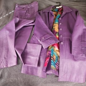 Purple Leather Pants Suit size 10T